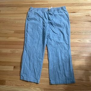LL Bean Chambray Pants Womens 22W Blue Chambray Light Wash Pull On Travel Comfy